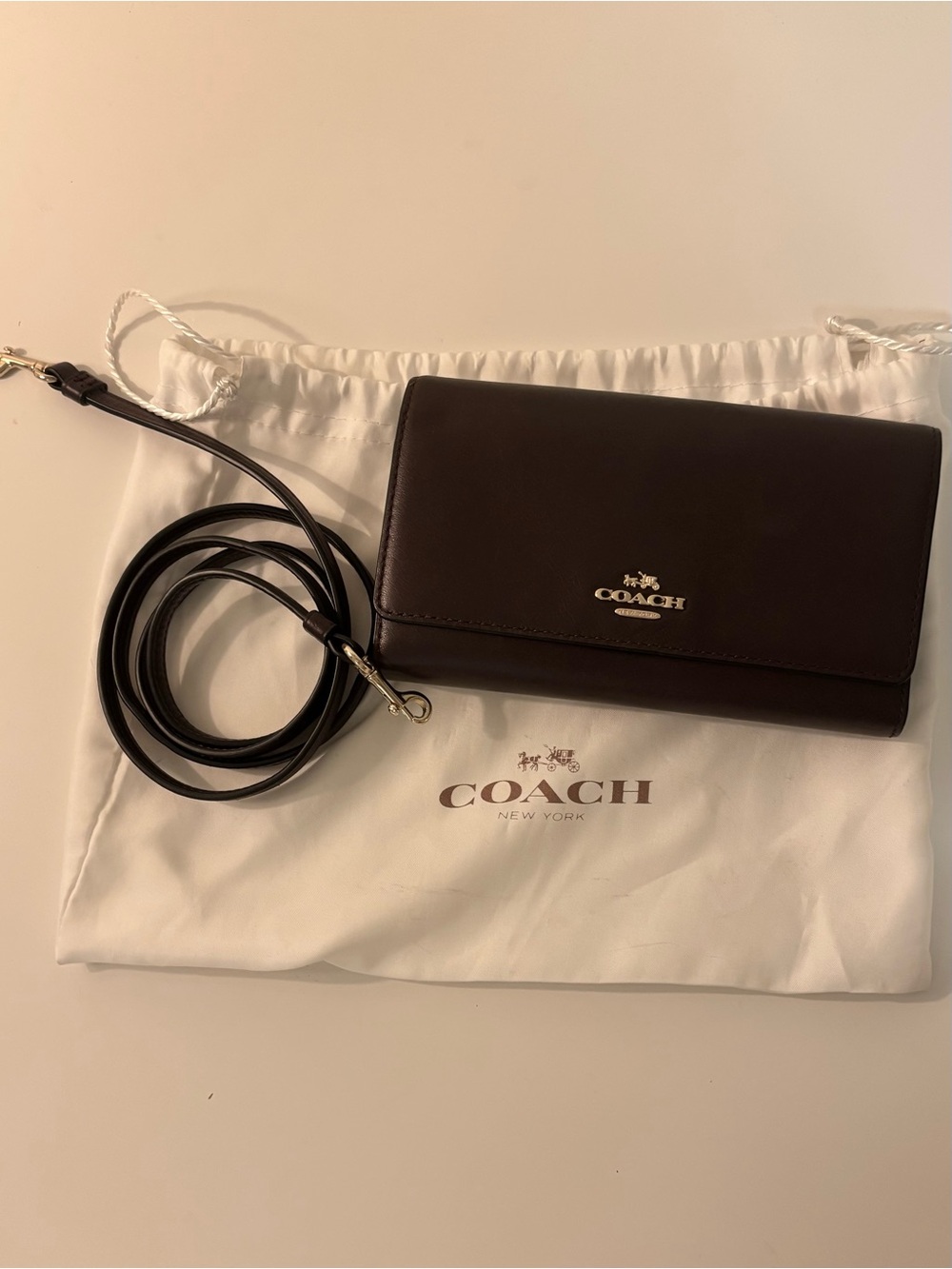Coach Brown Leather Crossbody Wallet/Phone Holder